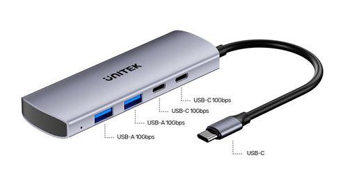 Unitek 4w1 Usb-C 10 Gbps 2x Usb-A 2x Usb-C