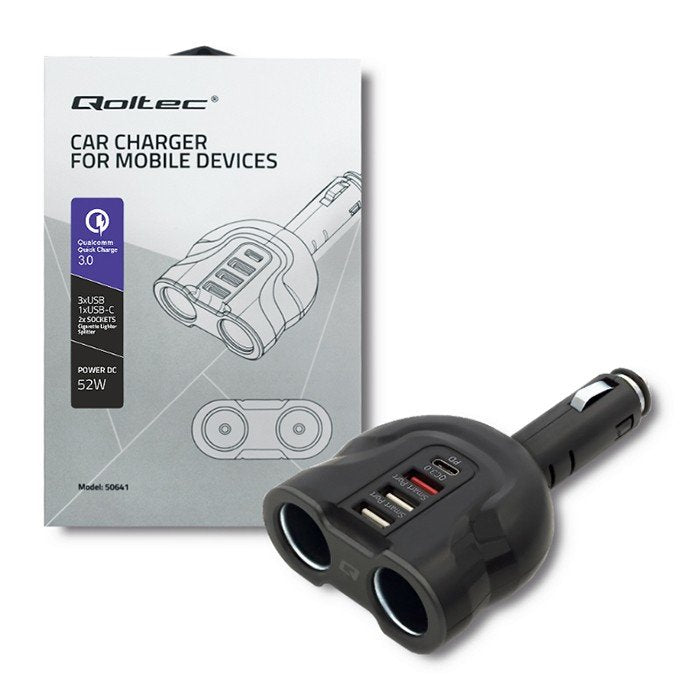 EAN 5901878506418 - Qoltec 50641 cargador de dispositivo móvil Universal Negro Encendedor de cigarrillos Carga rápida Auto imagen 3
