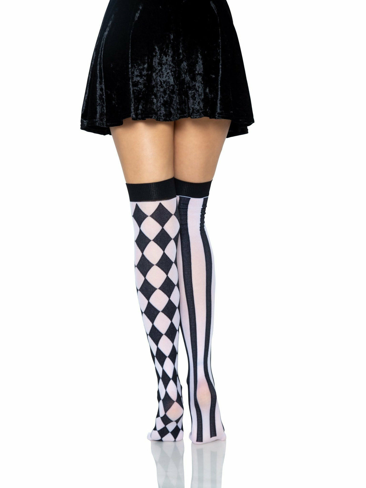 Leg Avenue Calcetines Altos Arlequin Negro/Blanco