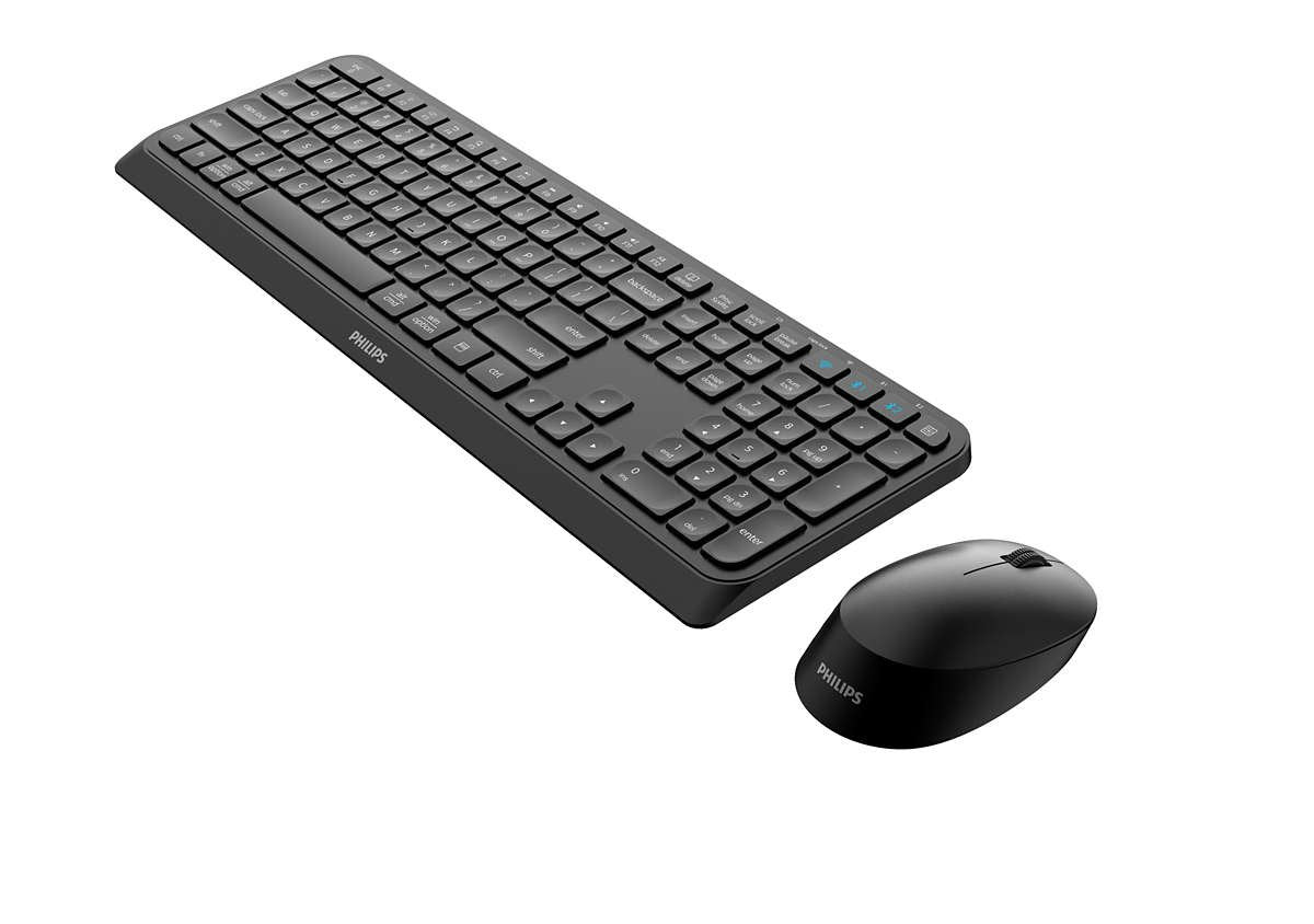 Teclado Inglés + Ratón Philips 4000 Series Spt6407b/31 Rf Wireless + Bluetooth Qwerty Negro