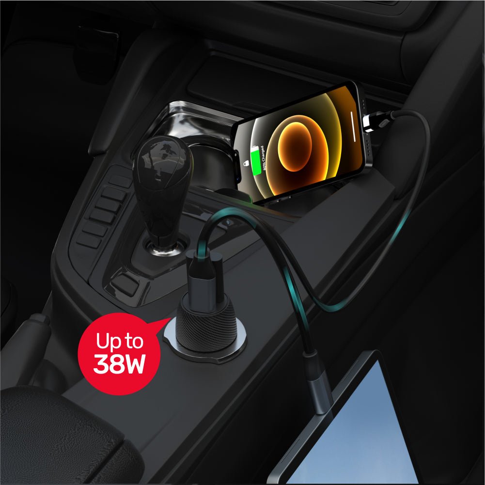 Cargador Coche Unitek 38w Usb-A Usb-C Qc3.0 P1400a