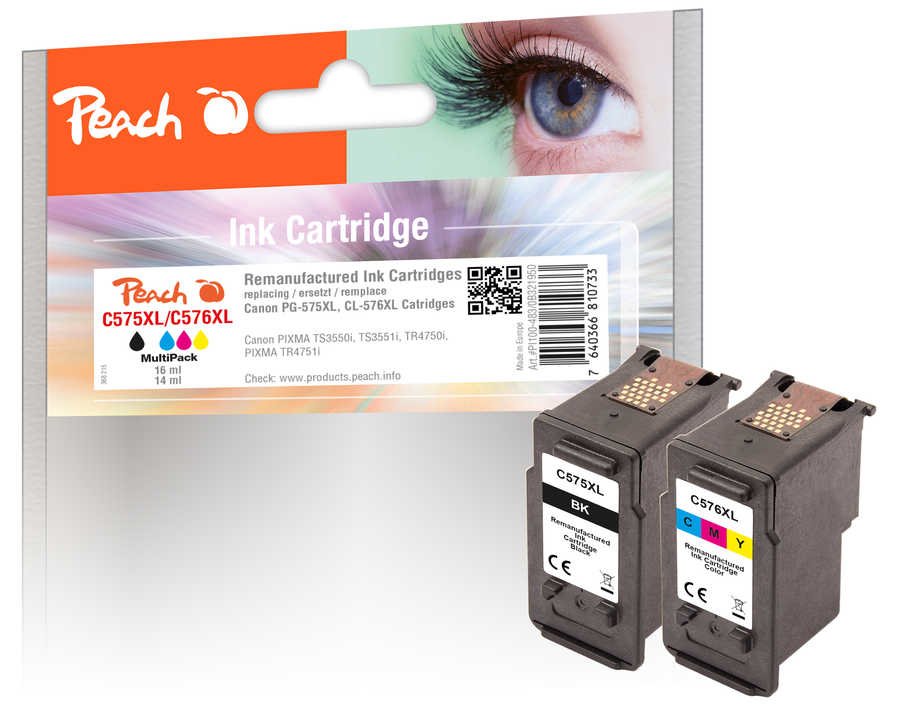 Peach Cartucho Canon Pg-575xl Cl-576xl Multipack Bk & Color Remanufactured