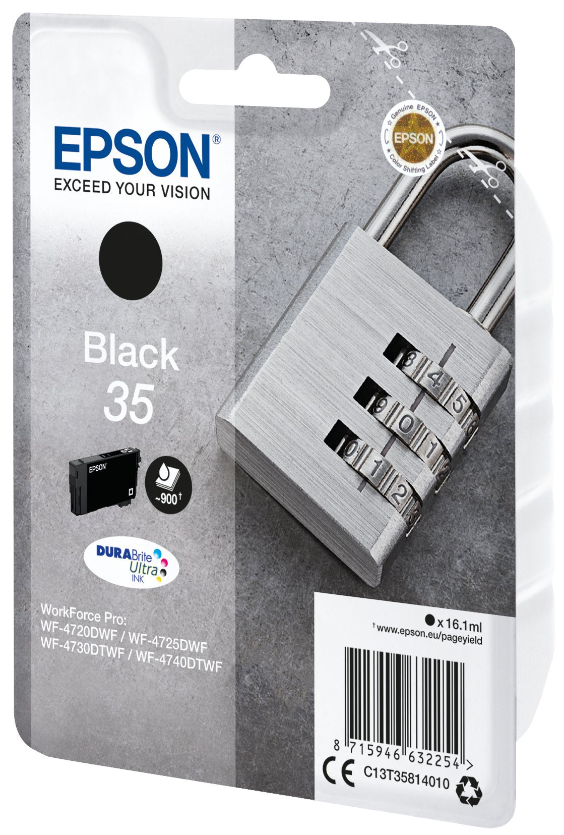 Tinta Original Epson Nº 35 Black Para Workforce Pro Wf-4720, Wf-4720dwf, Wf-4725dwf, Wf-4730, Wf-4730dtwf, Wf-4740, Wf-4740dtwf