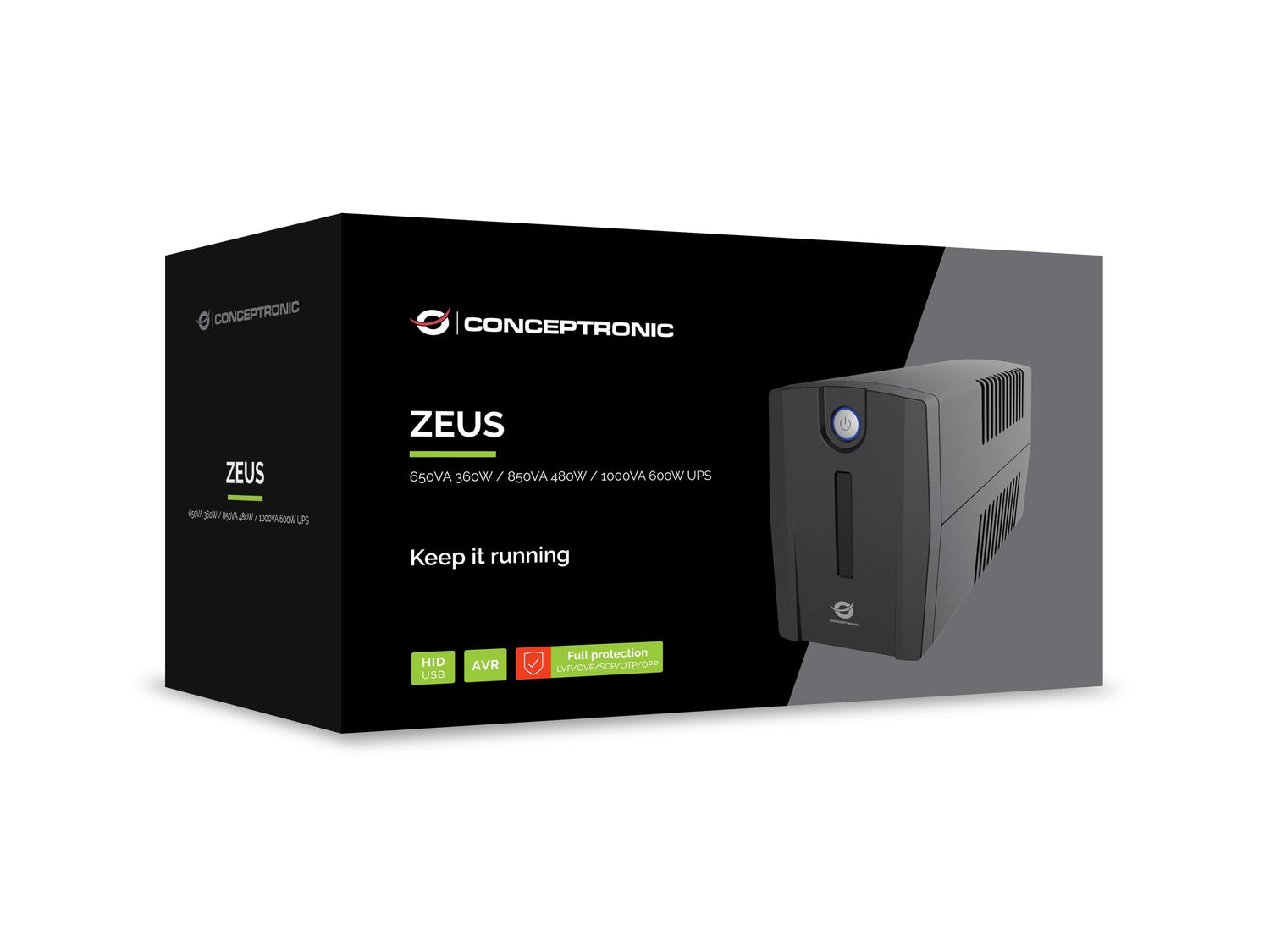 Conceptronic Zeus Usv 850va 480w 2xuk Sockets Hid,Usb,Rj45