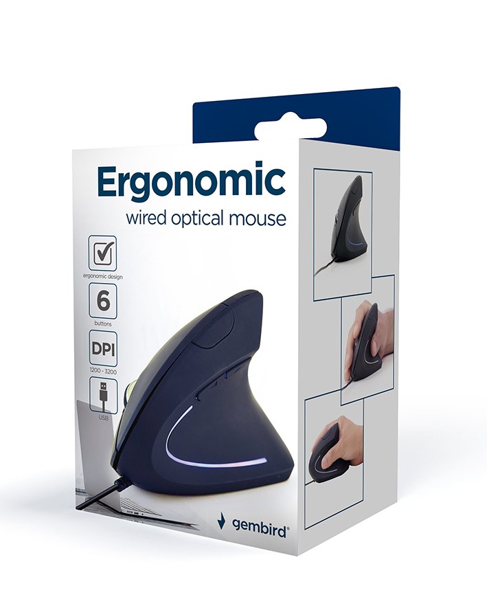 EAN 8716309104890 - Gembird MUS-ERGO-01 ratón Oficina mano derecha USB tipo A Óptico 3200 DPI imagen 2