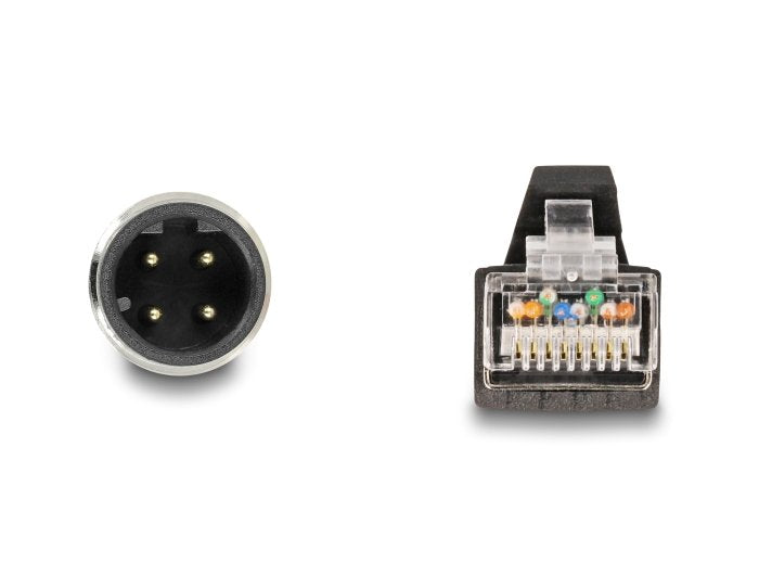 Delock 80426 Cable M12 Codificado D 4 Pin Macho A Rj45 Macho Pur (Tpu) 1 M