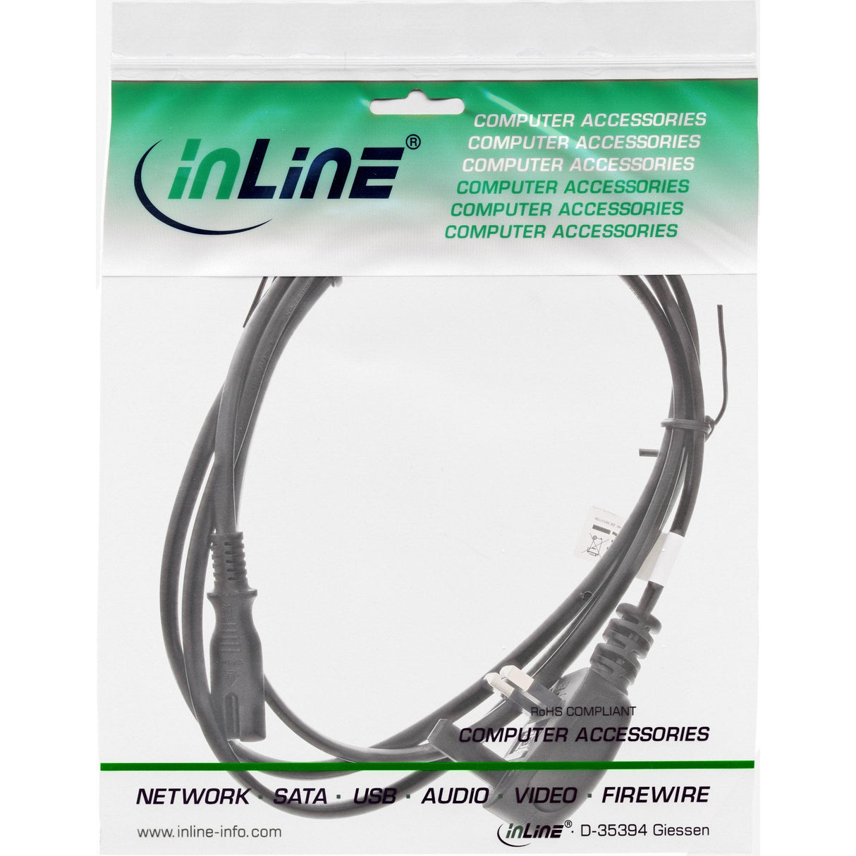Cable De Alimentación Inline Enchufe De Red Inglaterra A Enchufe Euro 8 1,8 M