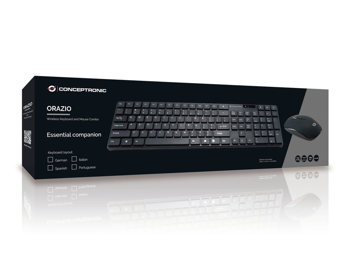 Conceptronic Orazio Teclado (Aleman) + Raton Rf , Qwerty, Negro