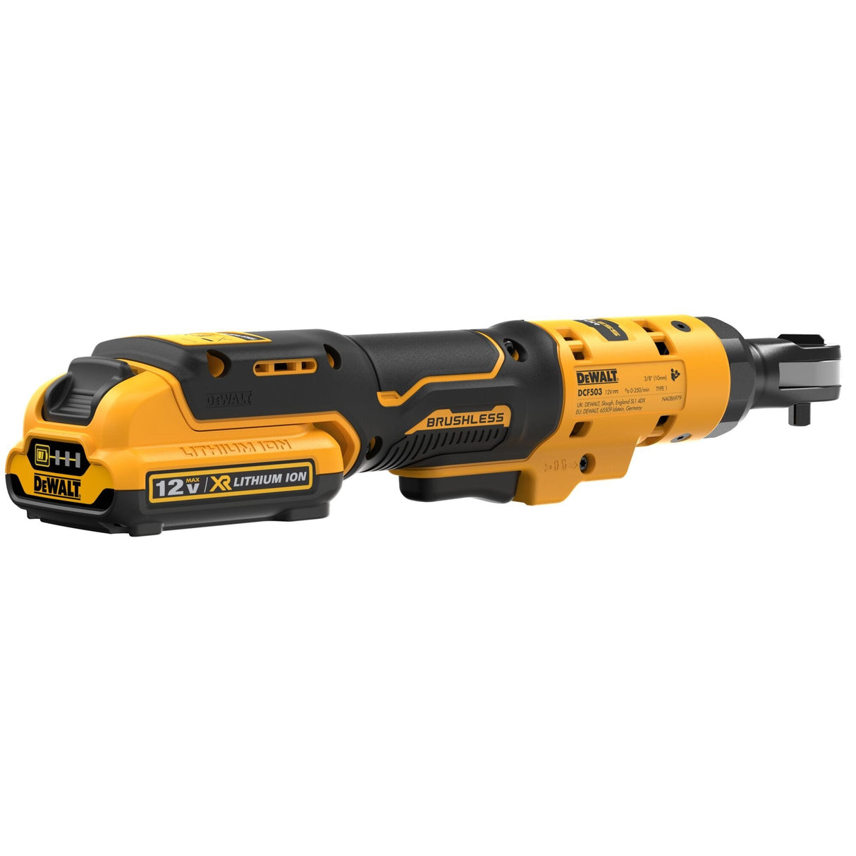 Trinquete Inalámbrico Dewalt Dcf503en, 3/8", 12 Voltios, Destornillador Amarillo/Negro, Sin Batería Ni Cargador