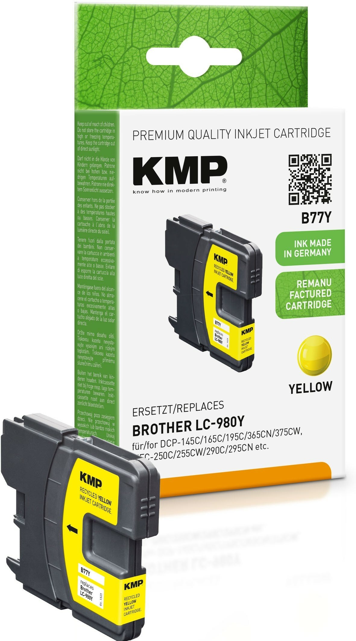Kmp B77y Tintenpatrone Yellow Kompatibel Mit Brother Lc-980 Y