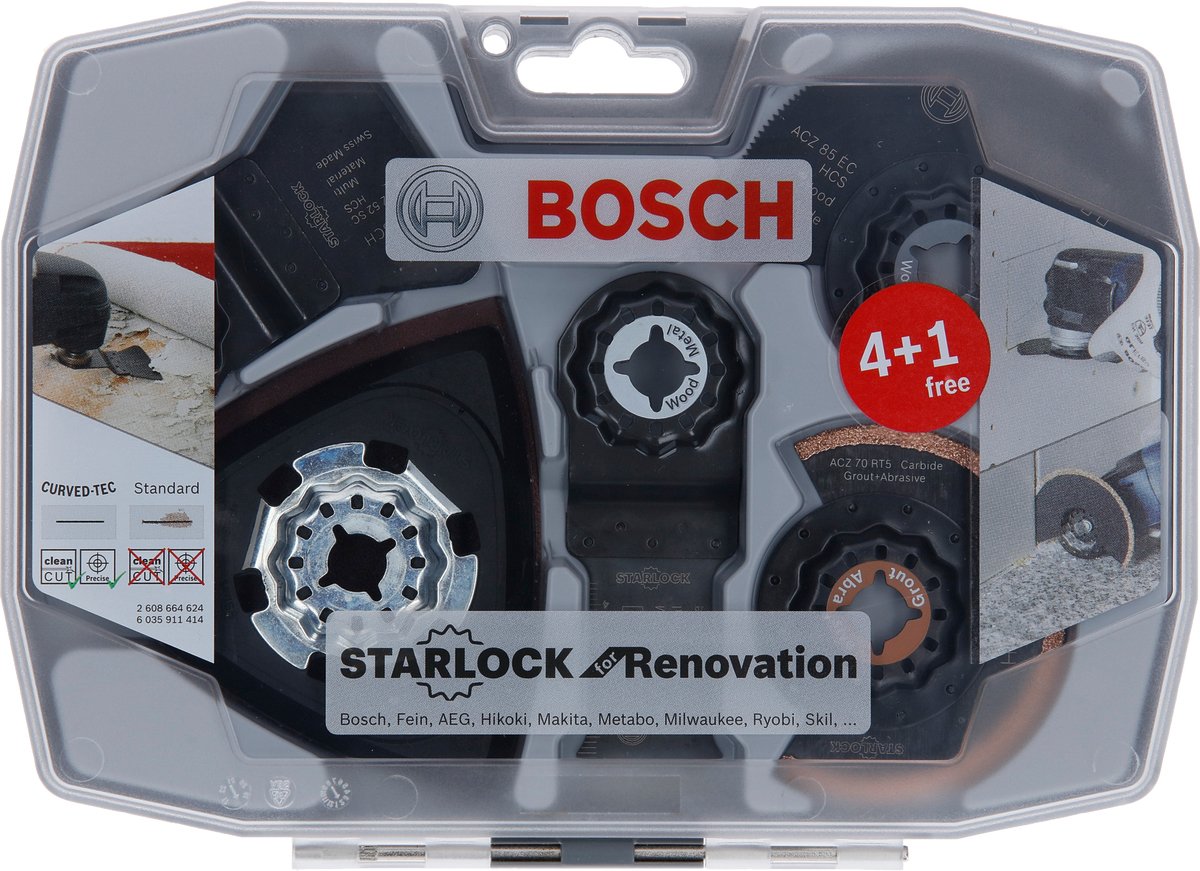 Bosch Professional Starlock Best For Renovation 4+1, Juego De Hojas De Sierra De 5 Piezas, Para Herramientas Multifuncionales 2608664624