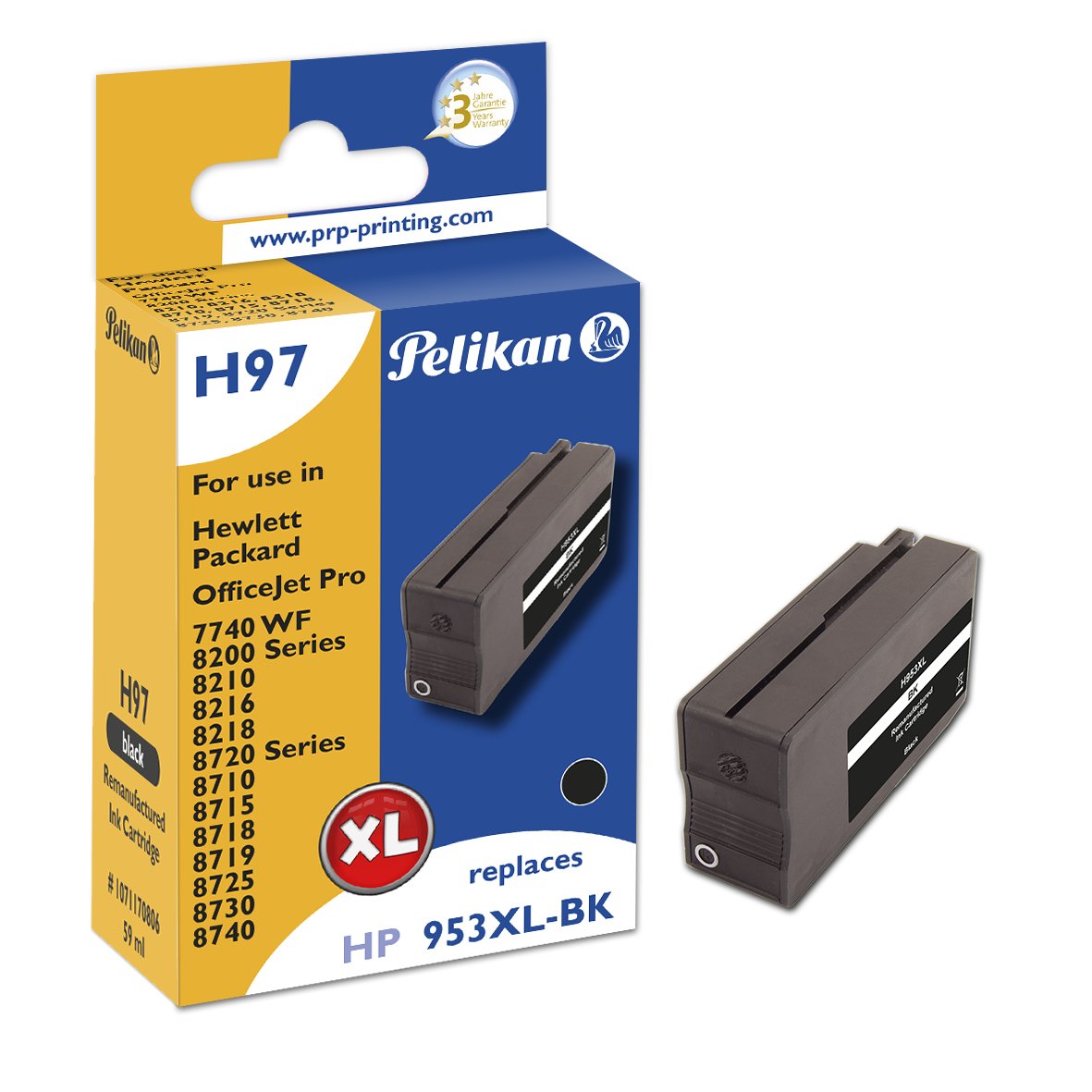 EAN 4018474708069 - Pelikan H97 Black cartucho de tinta 1 pieza(s) Compatible Alto rendimiento (XL) Negro imagen 1