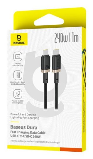 Dura Fast Charging Data Cable Usb-C To Usb-C 240w 1m Gold Black