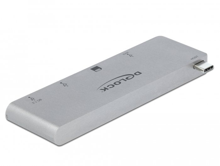 Delock 3 Puertos Hub Y 2 Lector De Tarjetas De Tragamonedas, Lector De Tarjetas Silver, Usb-C 3.2 Gen 1 64078