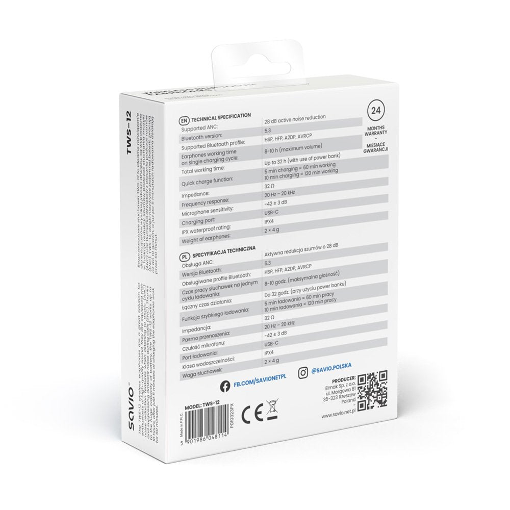 EAN 5901986048114 - Savio TWS-12 auricular y casco Auriculares True Wireless Stereo (TWS) Dentro de oído Llamadas/Música USB imagen 13