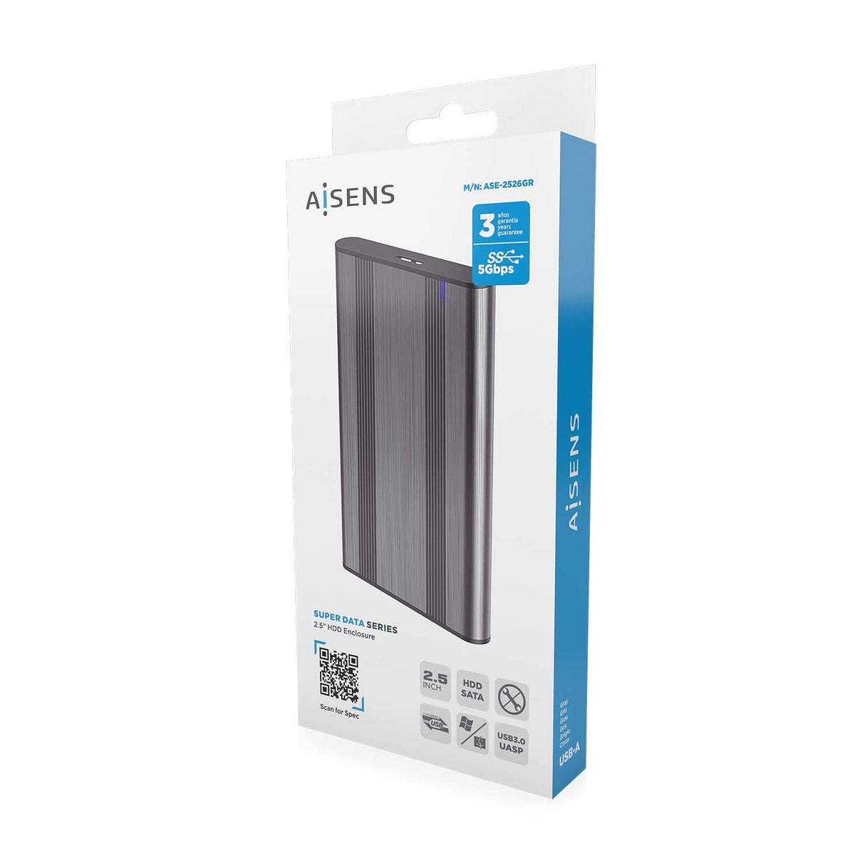 EAN 8436574709391 - AISENS ASE-2526GR caja para disco duro externo Caja de disco duro (HDD) 2.5" USB con suministro de corrie imagen 6