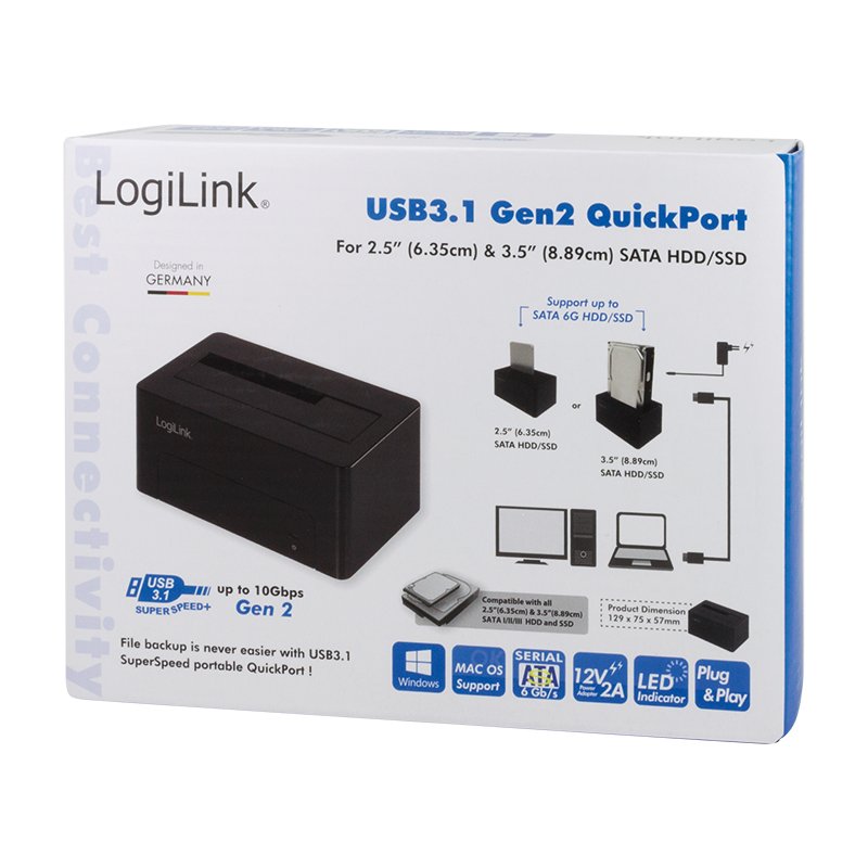 EAN 4052792046205 - LogiLink QP0027 base de conexión para disco duro USB 3.2 Gen 2 (3.1 Gen 2) Type-C Negro imagen 2