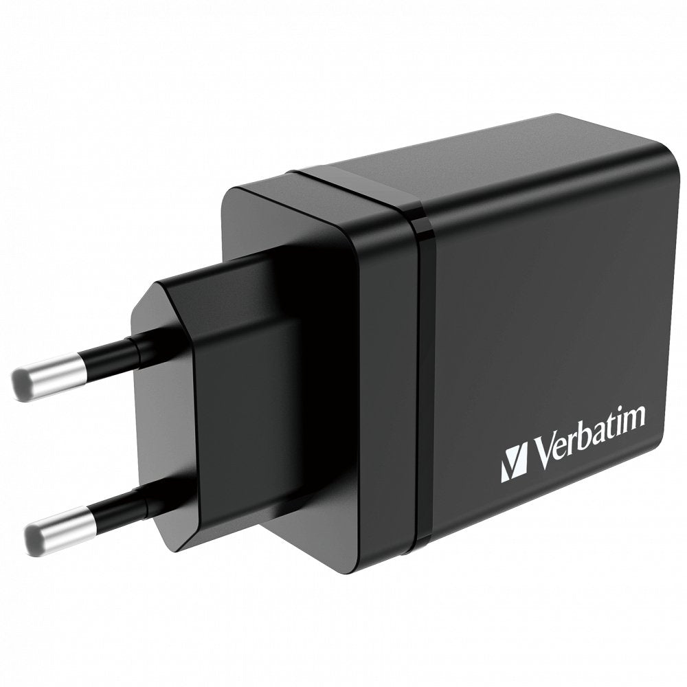 Verbatim Cargador Chr-30eu1, 30w, Gan, Negro 2x Usb-A, 1x Usb-A Qc, 1x Usb-C Pd