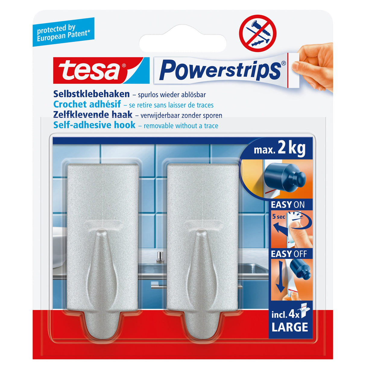 EAN 4042448105509 - TESA 58055-00004 gancho para almacenamiento Gancho universal Cromo 2 pieza(s) imagen 2