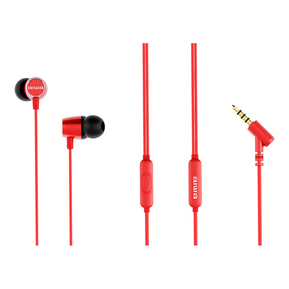 Auriculares Intrauditivos Aiwa Estm-30rd Con Micrófono Jack 3.5 Rojo