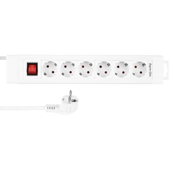 Rev Steckdosenleiste 6-Fach 2,4m Supraline M. Schalter Weiss Regleta
