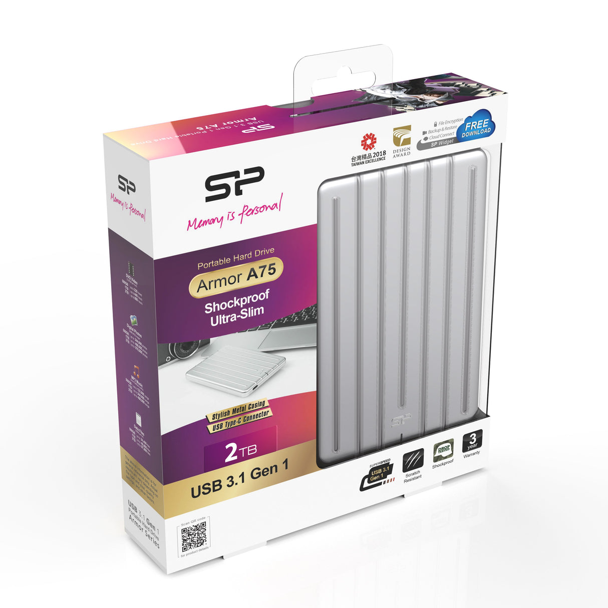 EAN 4712702659320 - Silicon Power Armor A75 disco duro externo 2 TB 2.5" USB Tipo C 3.2 Gen 1 (3.1 Gen 1) Plata imagen 6