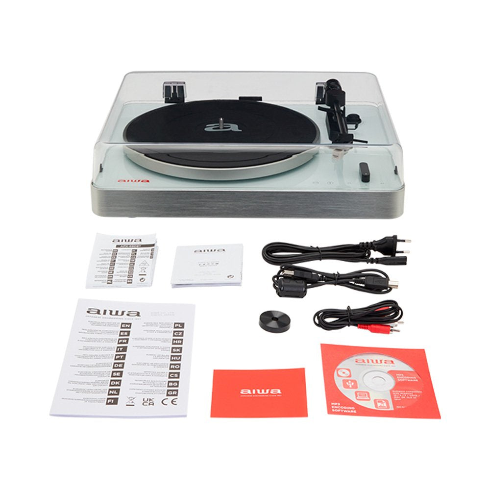 Tocadiscos Bluetooth Aiwa Apx-790bt White Alta Precision Bt 5.0 Transmision Por Correa