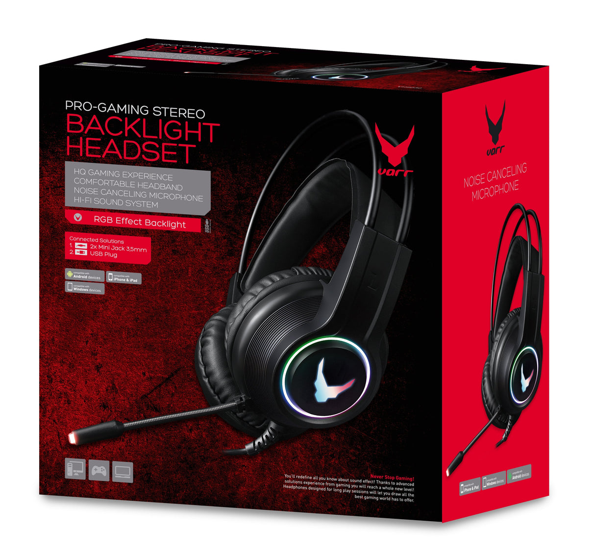 Omega Varr Casco Pro-Gaming Luz Led Cancelacion Ruido Mic Vh8030 Usb+2*Mini Jack