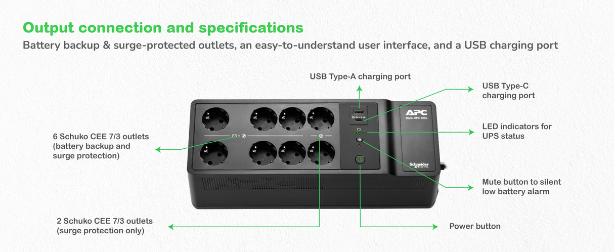 EAN 0731304738275 - APC BE1050G2-GR sistema de alimentación ininterrumpida (UPS) En espera (Fuera de línea) o Standby (Offlin imagen 5