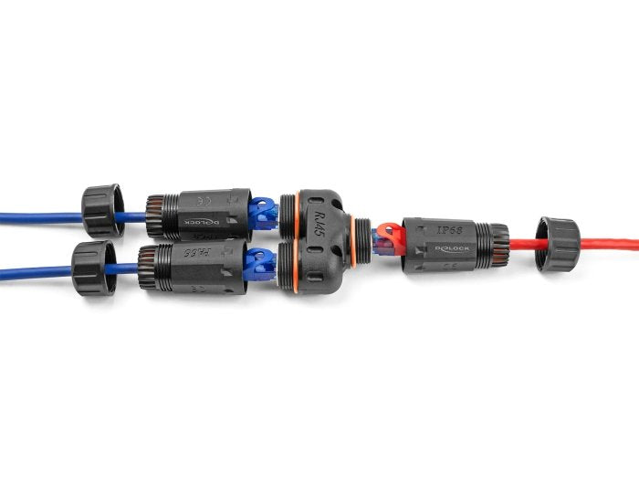 Delock 88143 Conector De Cable Y-Adapter Rj45 Hembra A 2 X Rj45 Hembra Cat.6 Ip68 Resistente Al Polvo  Al Agua Y Al Aire Libre