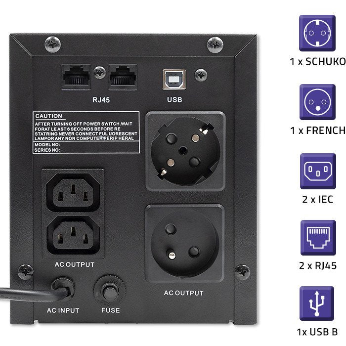 EAN 5901878537771 - Qoltec 53777 sistema de alimentación ininterrumpida (UPS) Línea interactiva 2 kVA 1200 W 4 salidas AC imagen 5