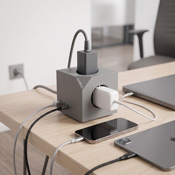 Base 3 Enchufes Cubo Magnetica Con Carga Usb Y Cable Ac Integrado