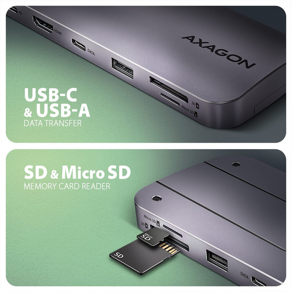 EAN 8595247907462 - Axagon HMC-6GM2 USB 10Gbps hub USB-A USB-C HDMI M.2 SD/mSD PD 100W USB-C Alámbrico USB 3.2 Gen 2 (3.1 Gen imagen 3