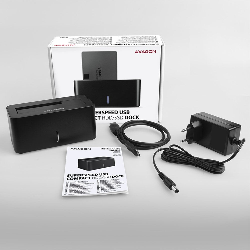 Axagon Adsa-Sn, Usb 3.2 Gen1 - Sata 6g, Estacion De Acoplamiento Hdd / Ssd De 2.5 "/3.5"