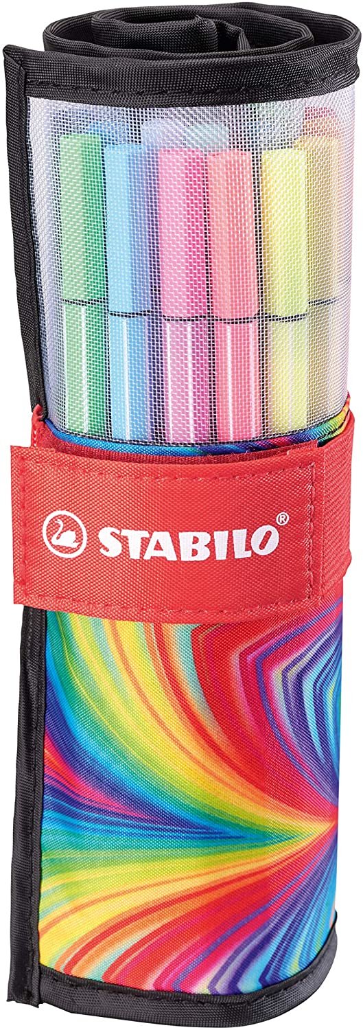 Stabilo Pen 68 Arty Rollerset De 25 Rotuladores - Estuche De Nylon Enrollable - Punta De Fibra - Trazo De 1mm Aprox. -