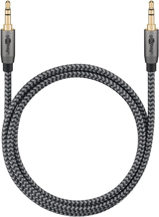 Goobay Plus Cable De Conexión De Audio Aux 3.5mm Estéreo Negro/Plata, 5 Metros 65276