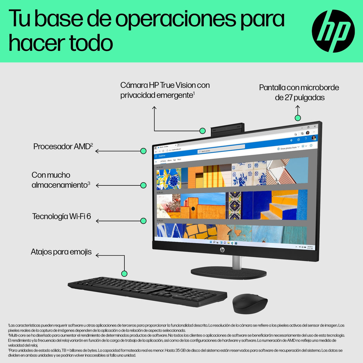 EAN 197497758795 - HP 27-cr0027ns AMD Ryzen™ 5 7520U 68,6 cm (27") 1920 x 1080 Pixeles PC todo en uno 16 GB LPDDR5-SDRAM 512 imagen 5