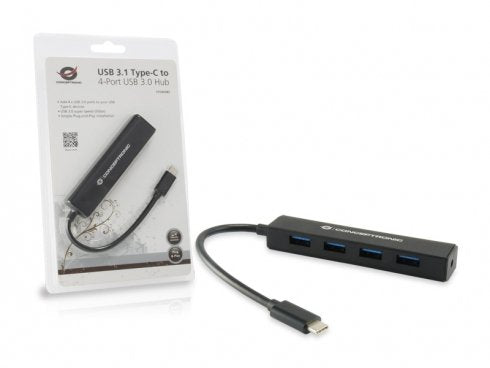 Conceptronic Hub Usb Tipo-C A 4 Puertos Usb 3.1 Negro