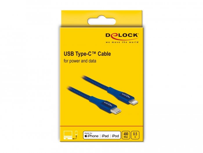 Delock Daten- Und Ladecable Usb Type-C Zu Lightning Für Iphone, Ipad Und Ipod Blau 0,5 M Mfi