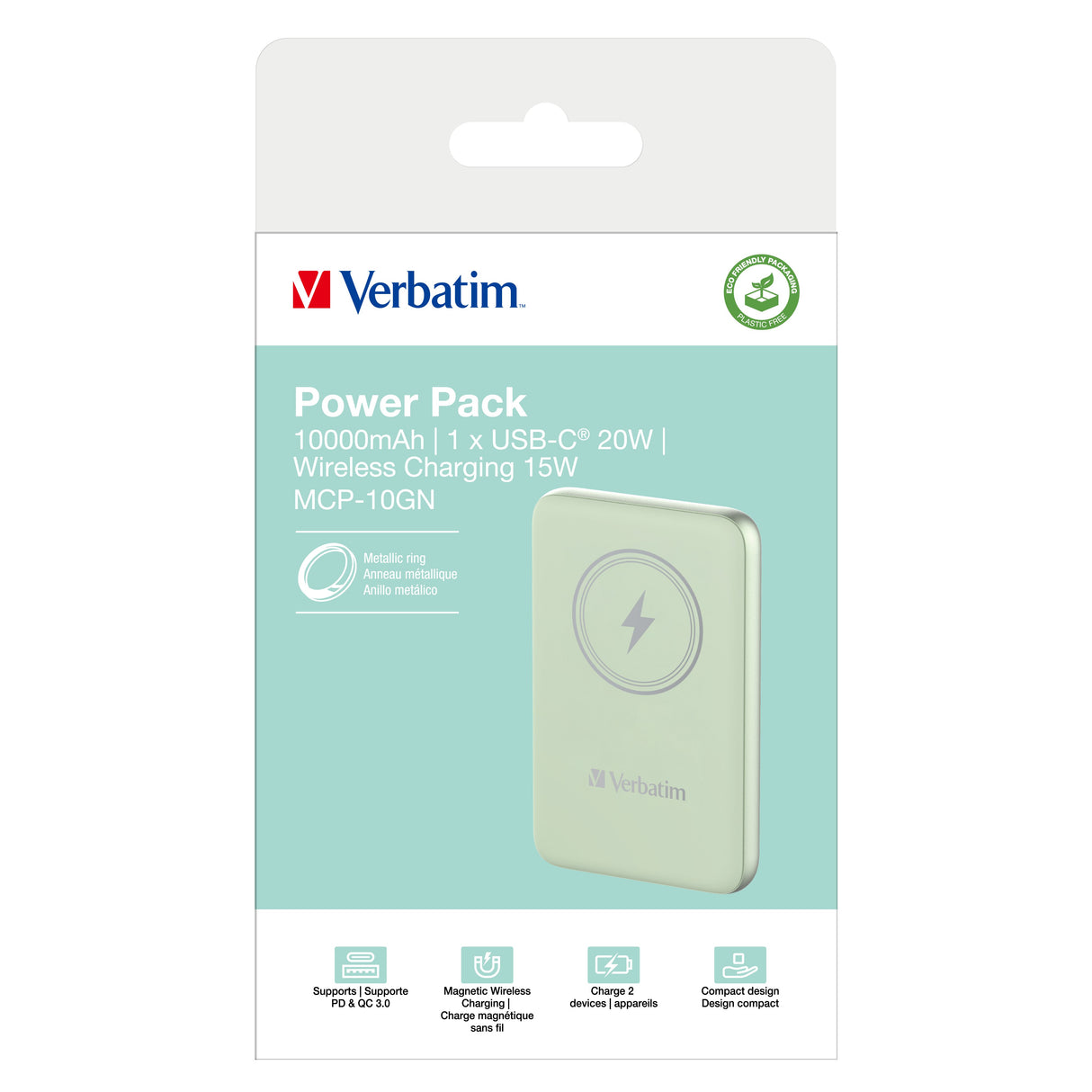 EAN 0023942322467 - Verbatim Charge 'n' Go Polímero de litio 10000 mAh Cargador inalámbrico Verde imagen 4