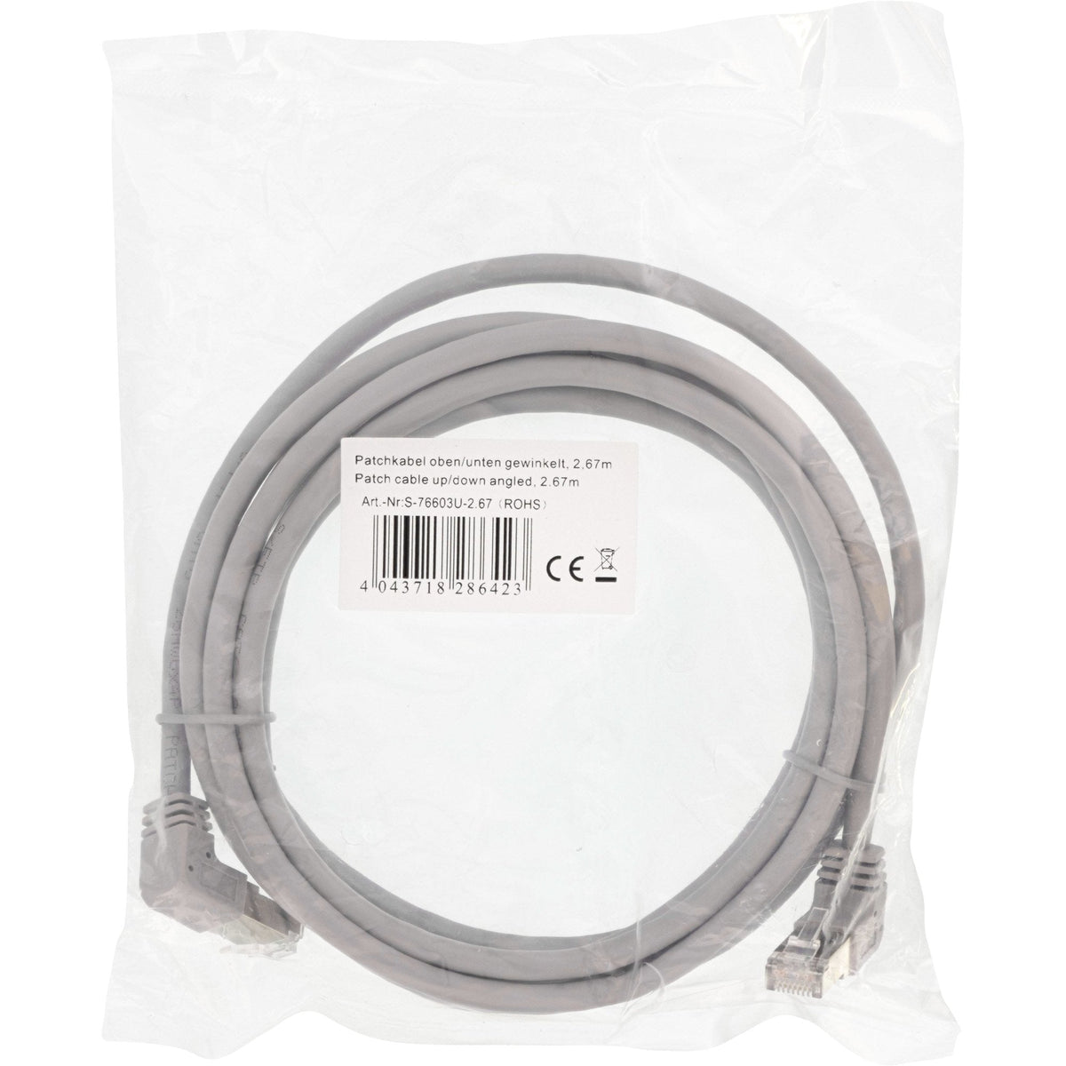 Cable De Red Inline En Ángulo Ascendente/Descendente, S/Ftp (Pimf), Cat.6, 250 Mhz, Pvc, Cobre, Gris, 2,67 M