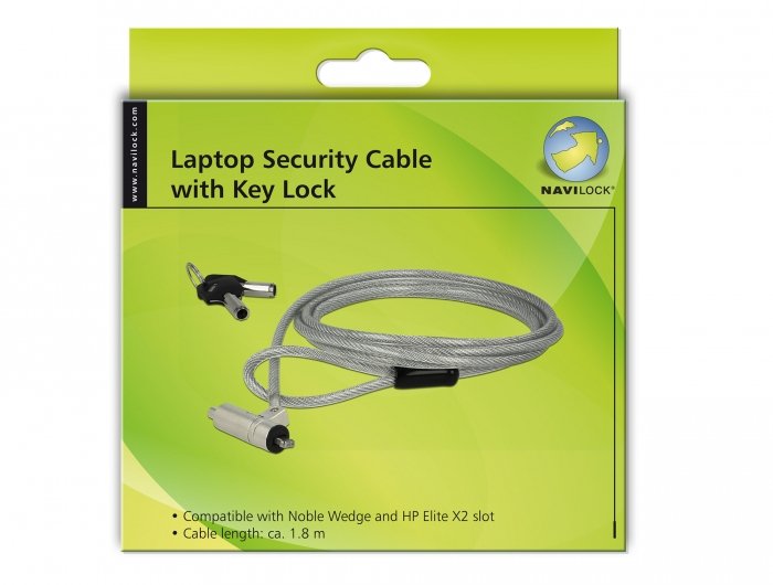 Navilock Notebook Cable De Seguridad Con Schlssel Fr Noble Wedge & Hp Elite X2