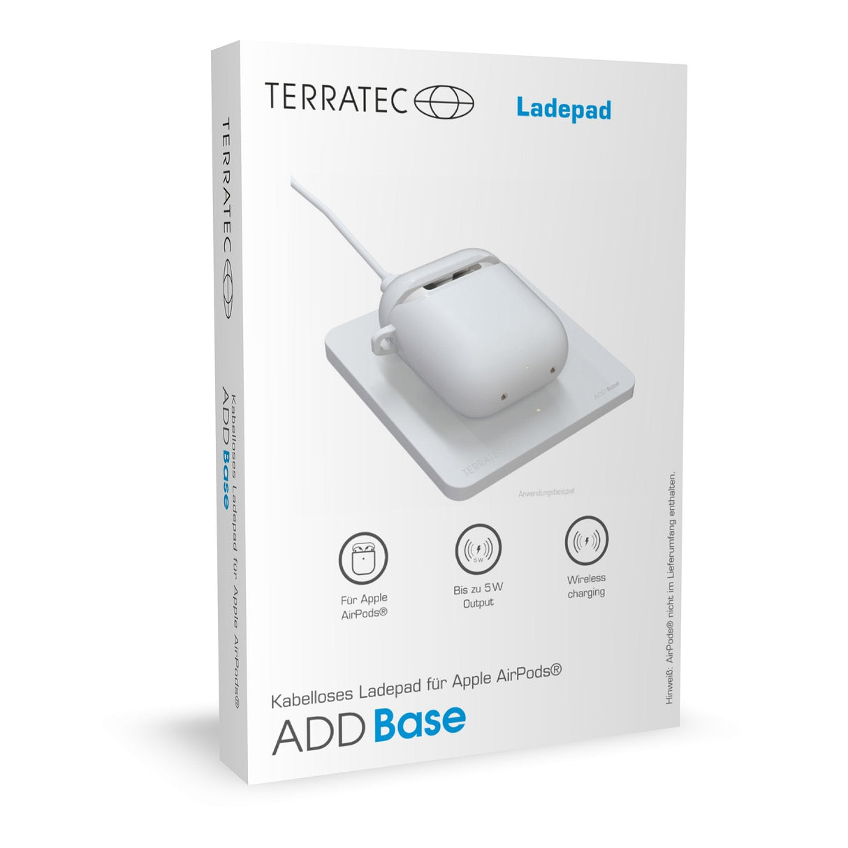 Terratec Add Base, Interior, Usb, Cargador Inalámbrico, Blanco