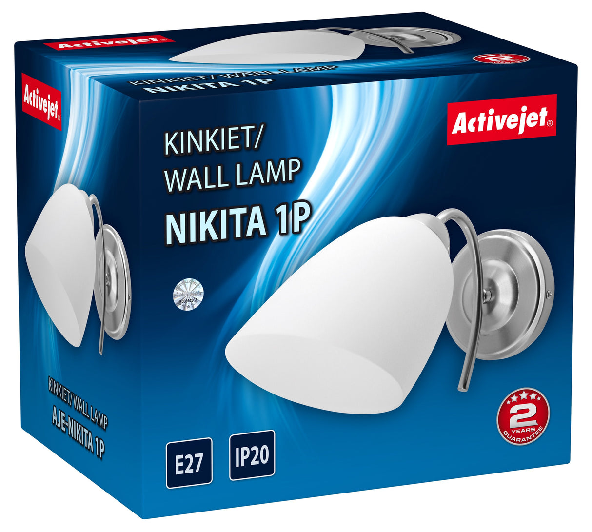 Lámpara De Pared Activejet Aje-Nikita 1p E27 1x60w Níquel