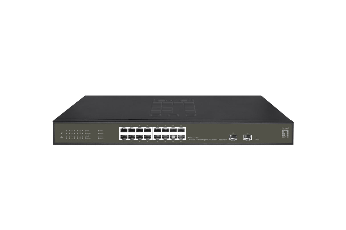 Levelone Switch 16x Ge Ges-2118p 2xgsfp 19" 230w 16xpoe+