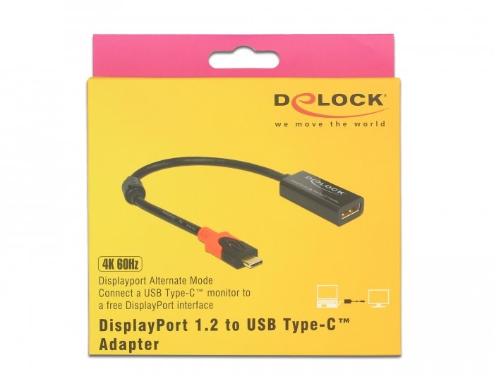 Delock Adaptador Thunderbolt Dp To Usb-C 20cm Black 4k, 60hz