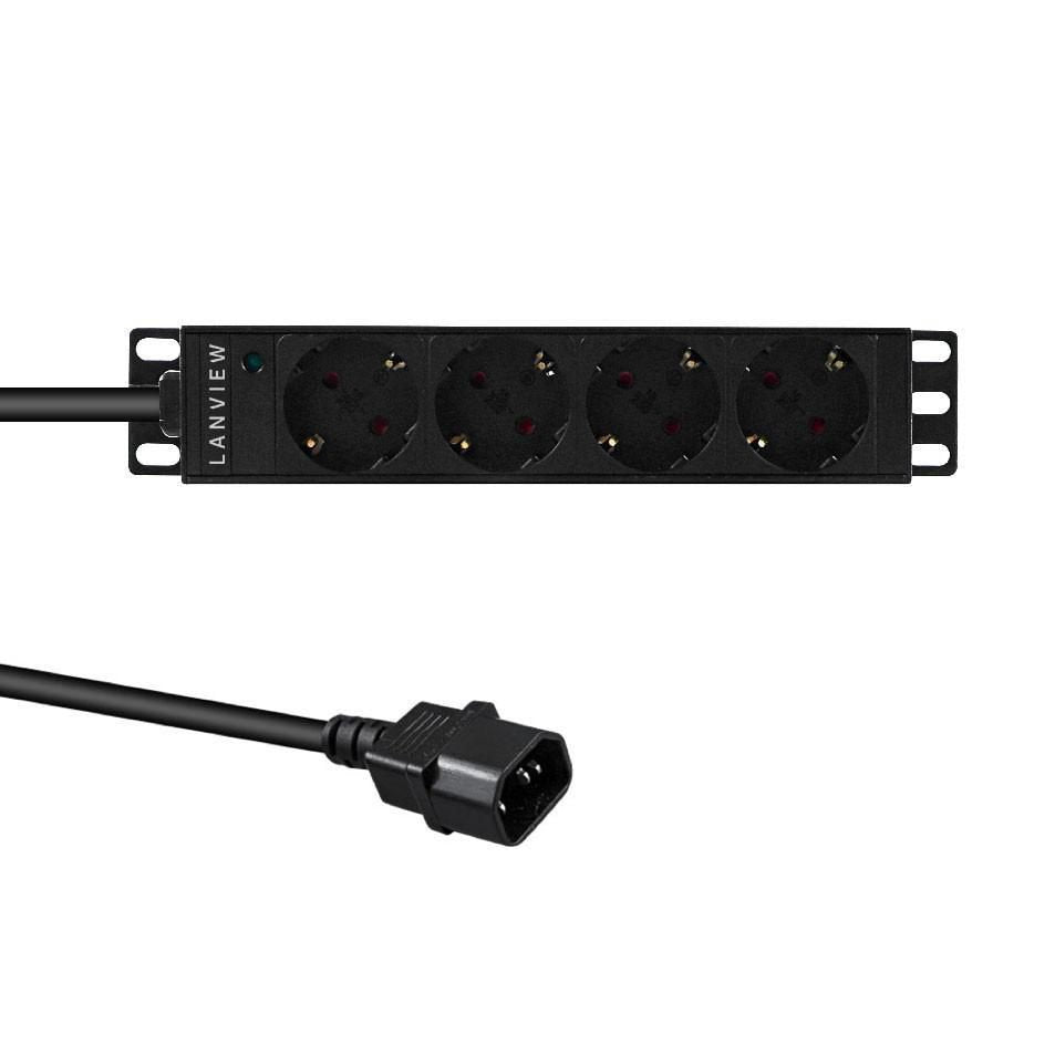 10' Rack Mount Power Strip, 1u, 16a With 4 X Schuko