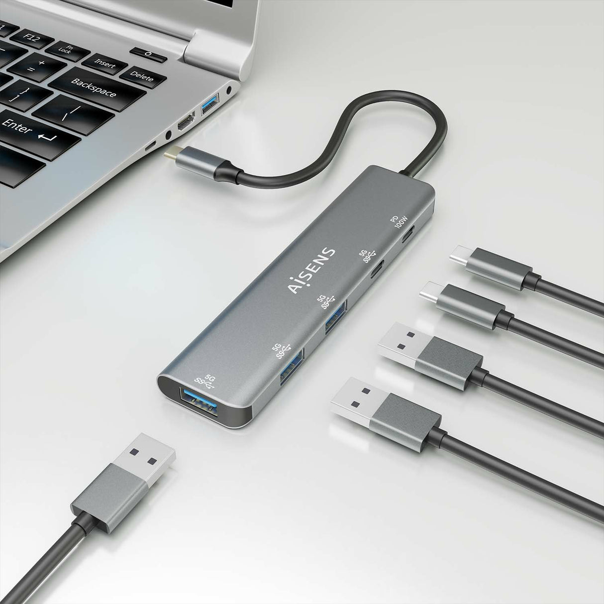 EAN 8436574709995 - AISENS A109-0857 hub de interfaz USB 3.2 Gen 1 (3.1 Gen 1) Type-C 5 Mbit/s imagen 5