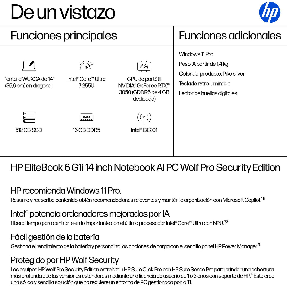 EAN 0199251416033 - HP EliteBook 6 G1i 14 inch Notebook AI PC Wolf Pro Security Edition Intel Core Ultra 7 255U Portátil 35,6 imagen 4