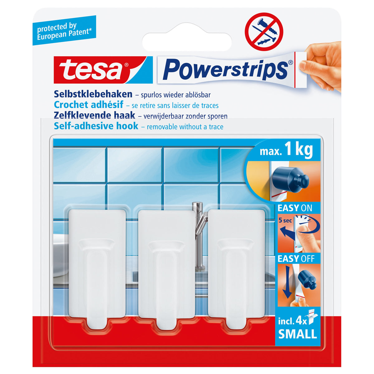 EAN 4042448104885 - TESA Powerstrips Gancho toallero Blanco 3 pieza(s) imagen 2